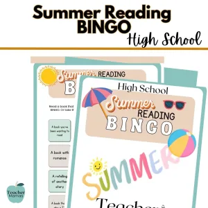 Summer reading BINGO listing for TPT store