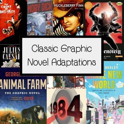 collage of book covers for classics in graphic novel format