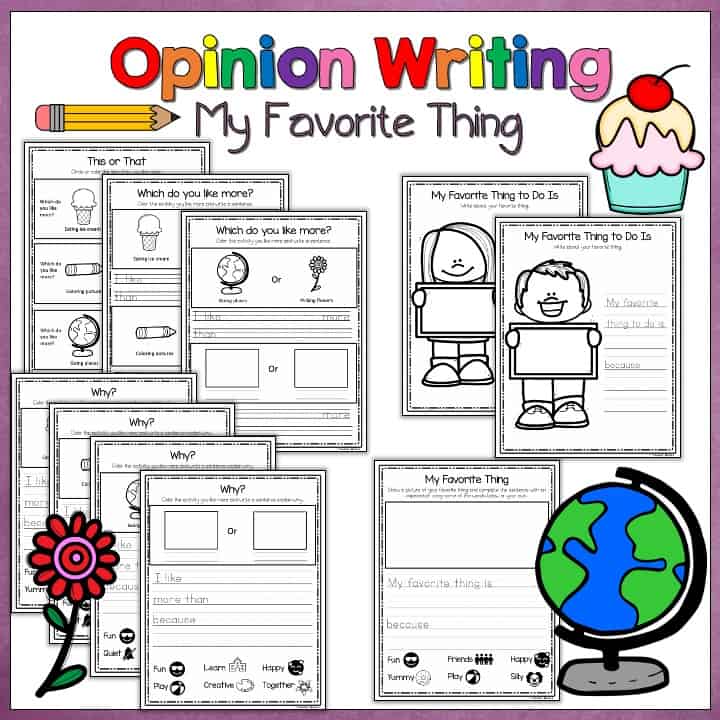 My Favorite Thing Opinion Writing Product listing on TPT